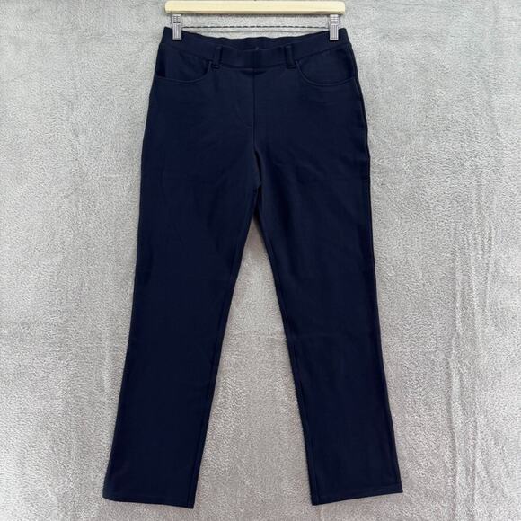 Quince Pants Womens MP Navy Blue Ultra Stretch Ponte Straight Leg 4 Pocket New - Picture 1 of 14